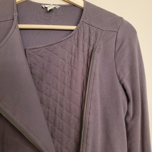 SOFT by Joie XS Quilted Moto Knit‎ Jacket Gray Asymmetrical Zipper Long Sleeve - Picture 7 of 9